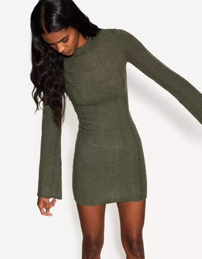High neck open knit mini dress High neck open knit mini dress
