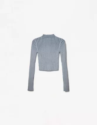 High neck ribbed sweater