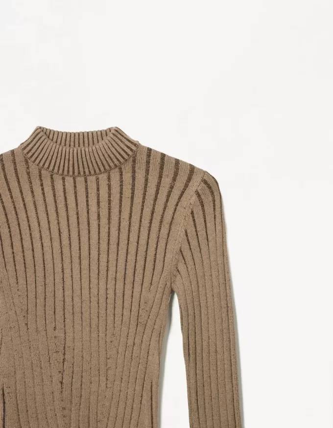 High neck ribbed sweater