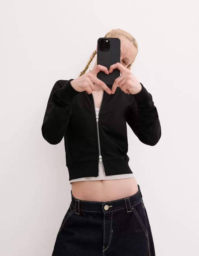 High neck sweatshirt with zipper High neck sweatshirt with zipper