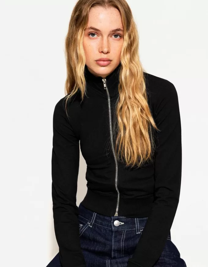 High neck sweatshirt with zipper