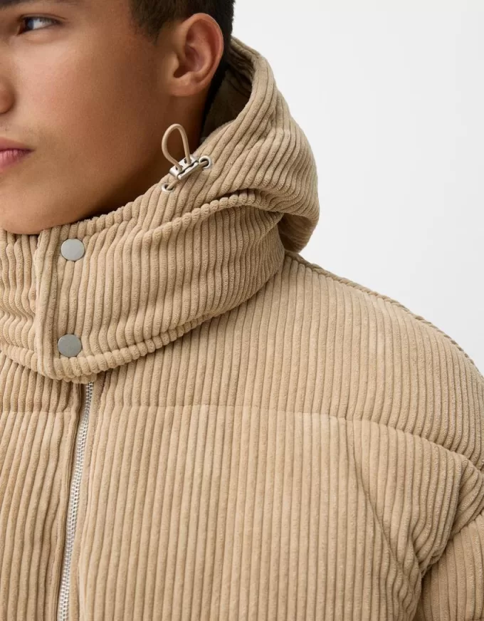 Hooded corduroy puffer jacket Hooded corduroy puffer jacket