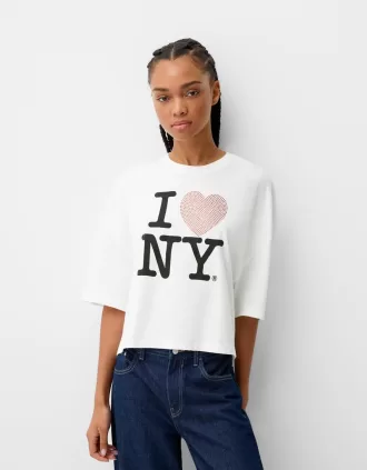 I Love New York mid-length sleeve T-shirt