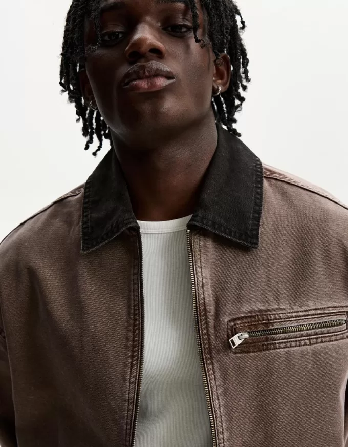 Jacket with contrasting collar Jacket with contrasting collar