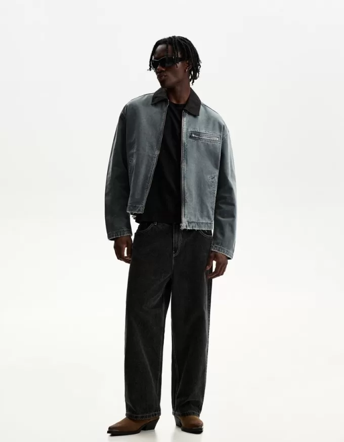 Jacket with contrasting collar Jacket with contrasting collar