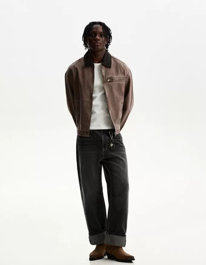 Jacket with contrasting collar Jacket with contrasting collar