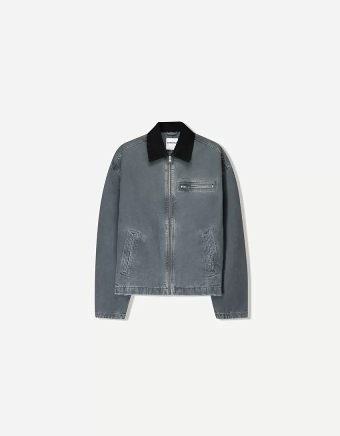 Jacket with contrasting collar Jacket with contrasting collar