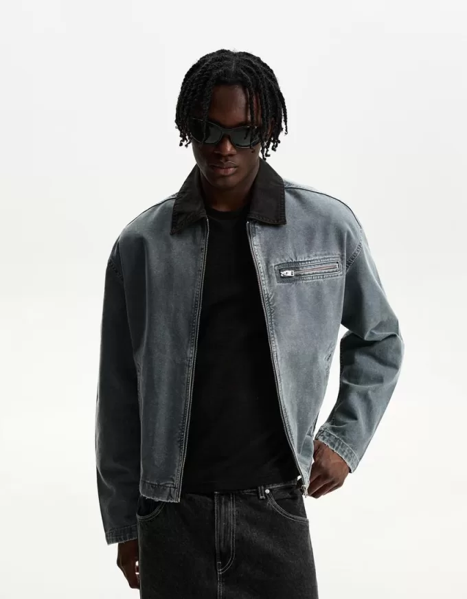 Jacket with contrasting collar Jacket with contrasting collar