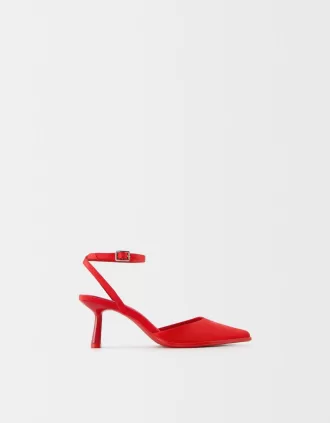 Kitten-heel sandals with ankle strap