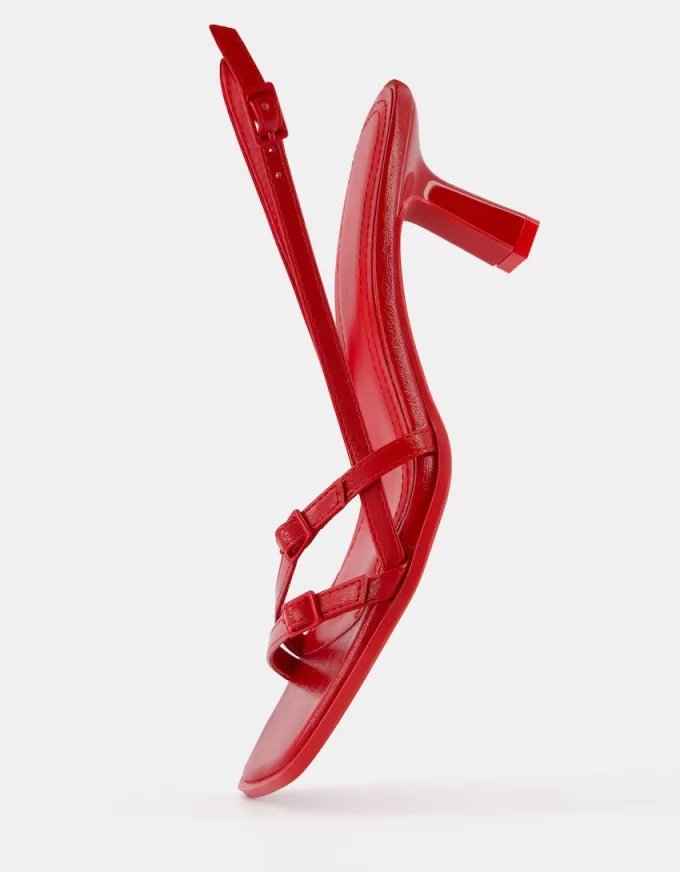 Kitten-heel sandals with buckles