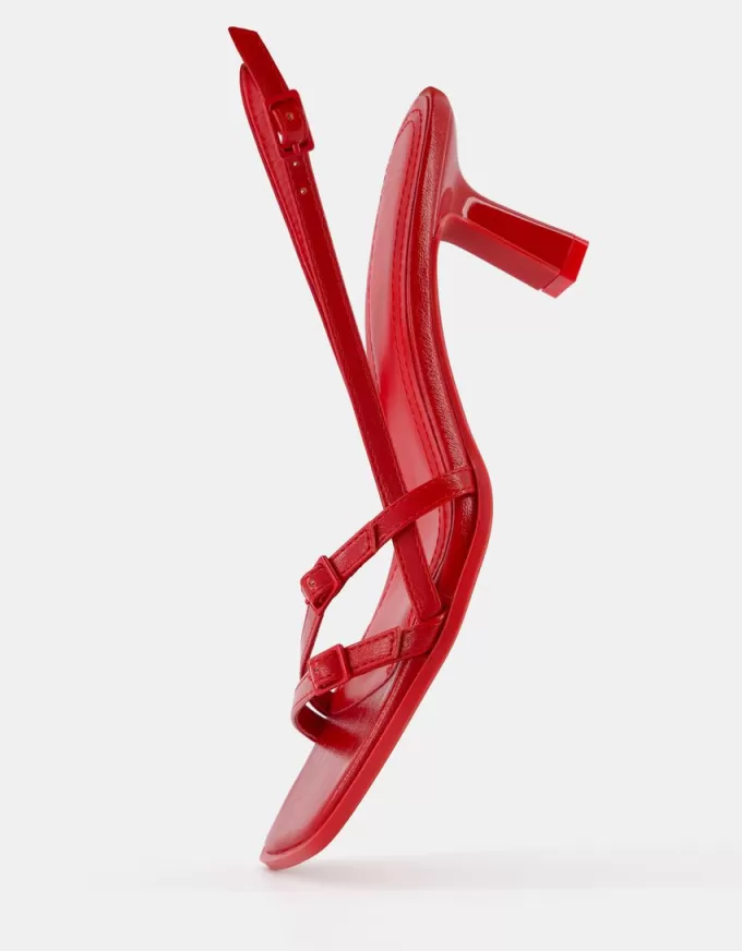 Kitten-heel sandals with buckles