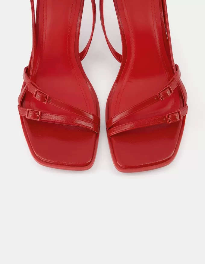 Kitten-heel sandals with buckles