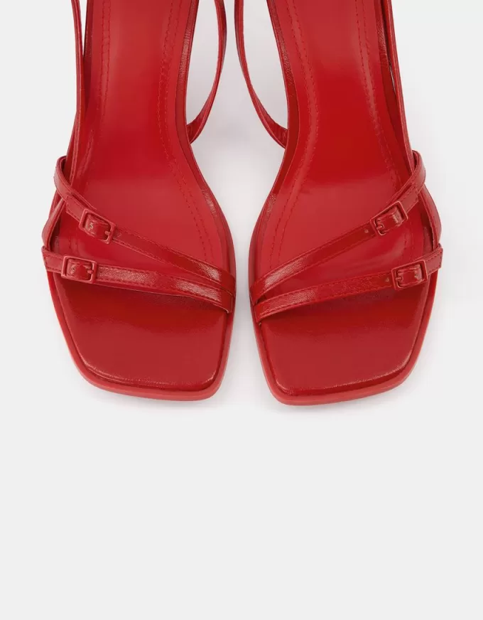 Kitten-heel sandals with buckles