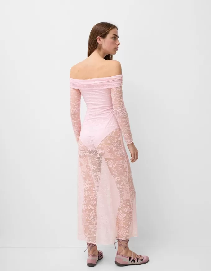 Lace Bardot neckline Disney Bambi midi dress