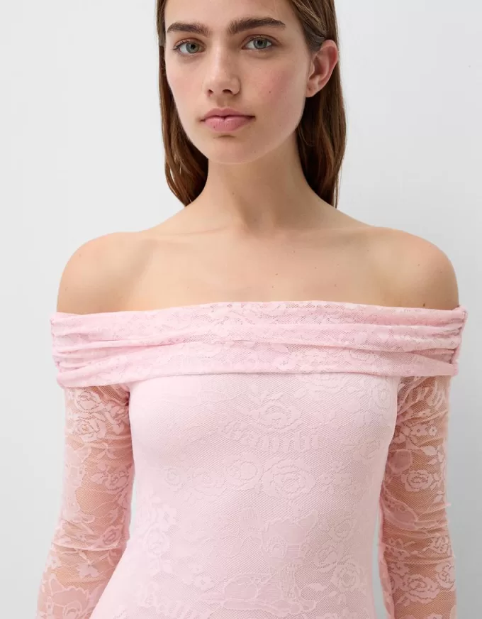 Lace Bardot neckline Disney Bambi midi dress