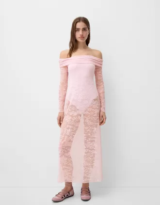 Lace Bardot neckline Disney Bambi midi dress