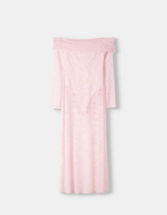 Lace Bardot neckline Disney Bambi midi dress