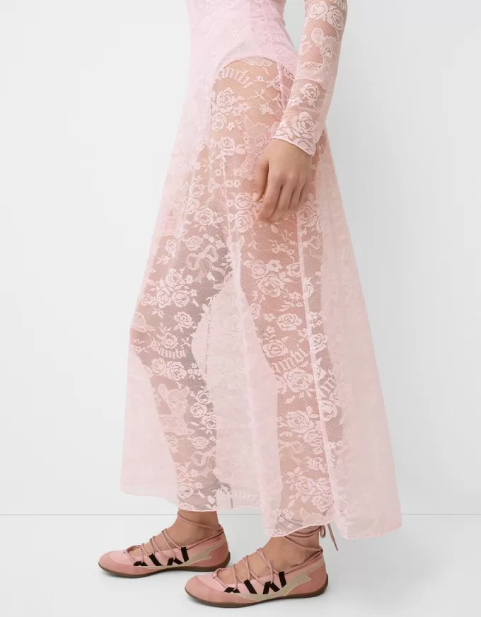 Lace Bardot neckline Disney Bambi midi dress