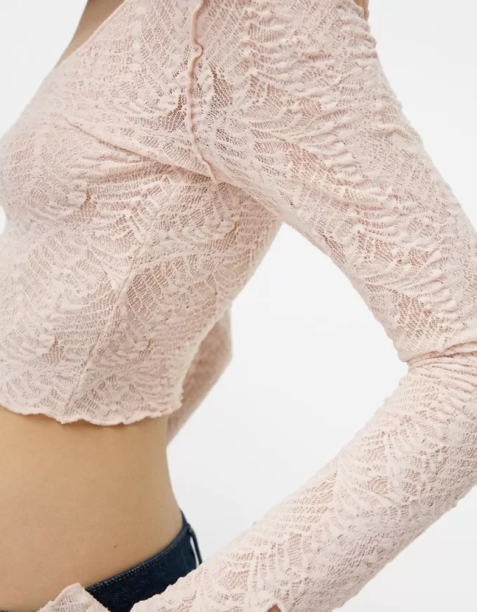 Lace T-shirt with bows