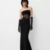 Lace bandeau neckline maxi dress