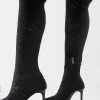 Lace high-heel knee-high boots