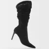 Lace high-heel knee-high boots