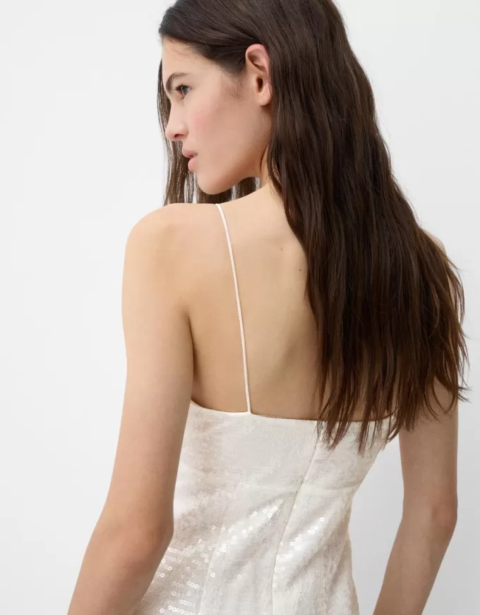 Lace midi dress with sequins