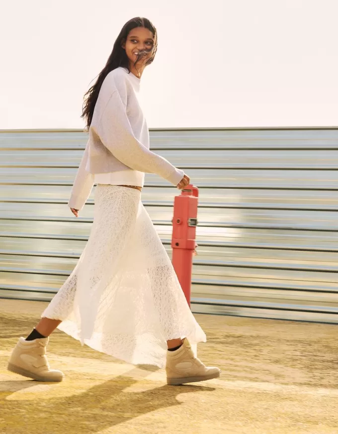 Lace-trimmed midi skirt Lace-trimmed midi skirt