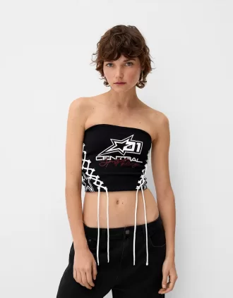 Lace-up bandeau top