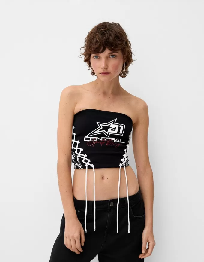 Lace-up bandeau top