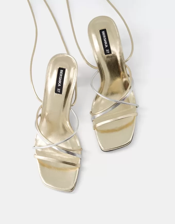 Lace-up kitten-heel sandals Lace-up kitten-heel sandals