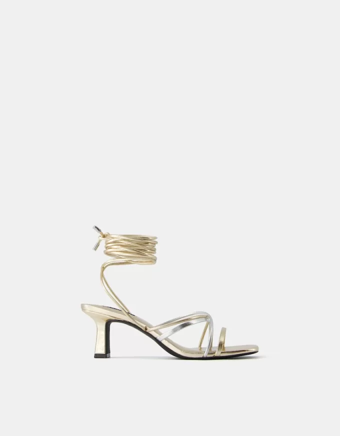 Lace-up kitten-heel sandals Lace-up kitten-heel sandals