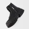 Lace-up track sole ankle boots
