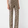 Leather effect animal print pants