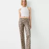 Leather effect animal print pants