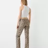 Leather effect animal print pants