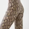 Leather effect animal print pants