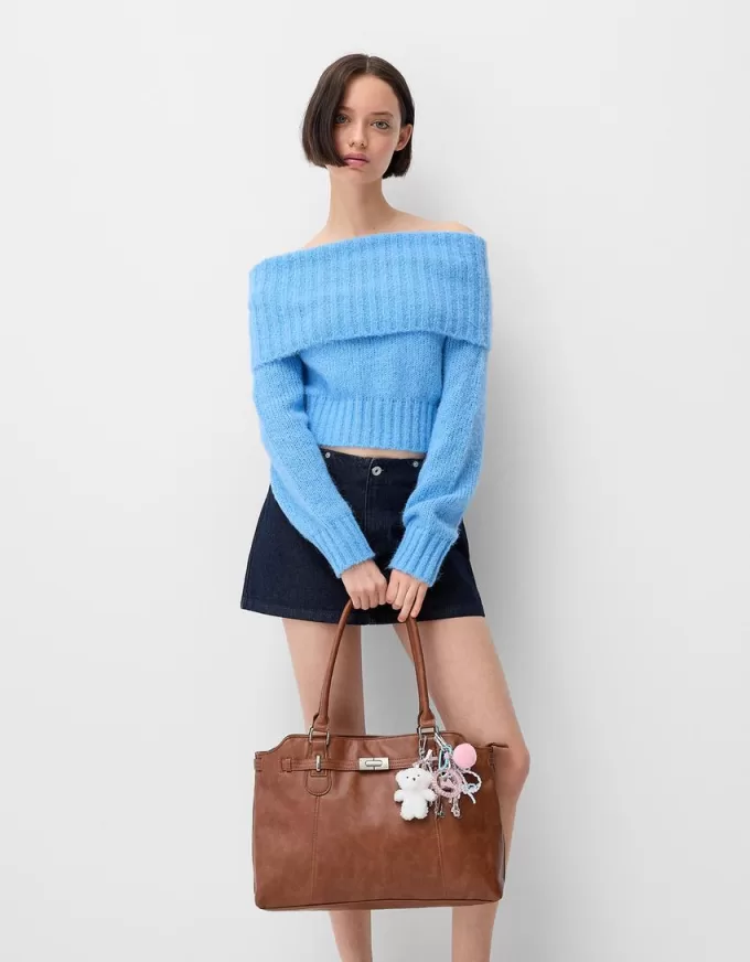 Leather effect bag with beads