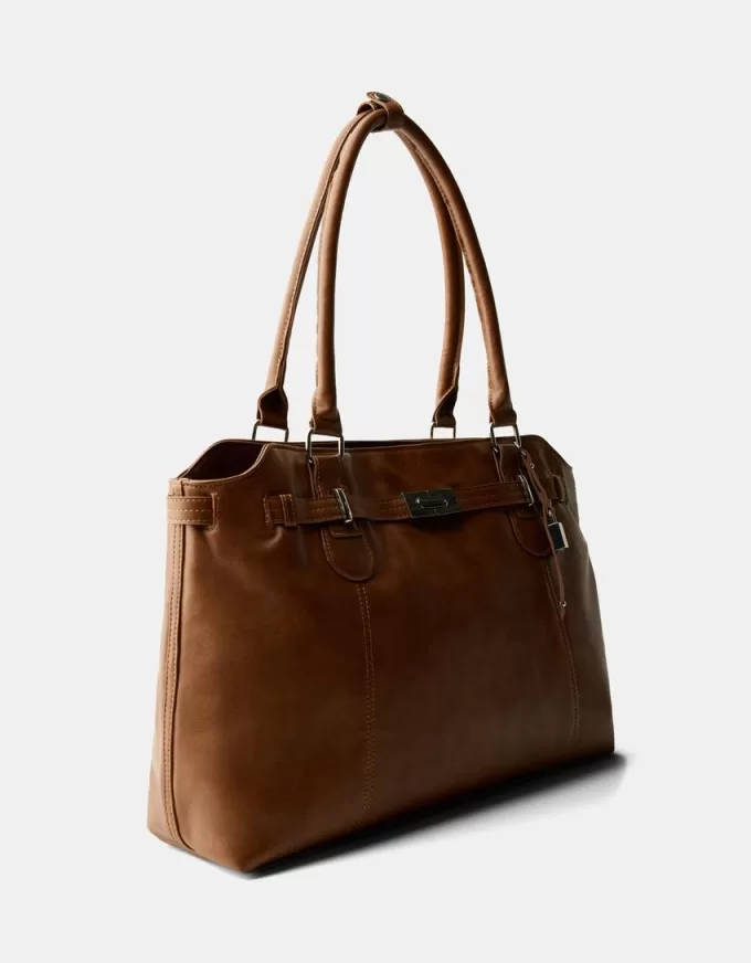 Leather effect bag with beads