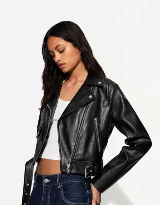 Leather effect biker jacket