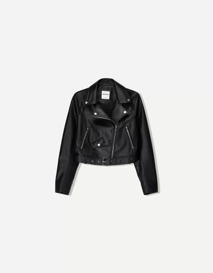 Leather effect biker jacket