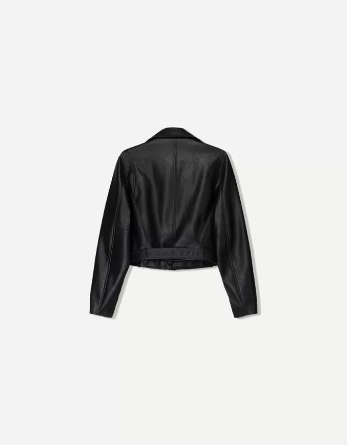 Leather effect biker jacket