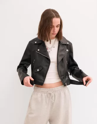Leather effect biker jacket