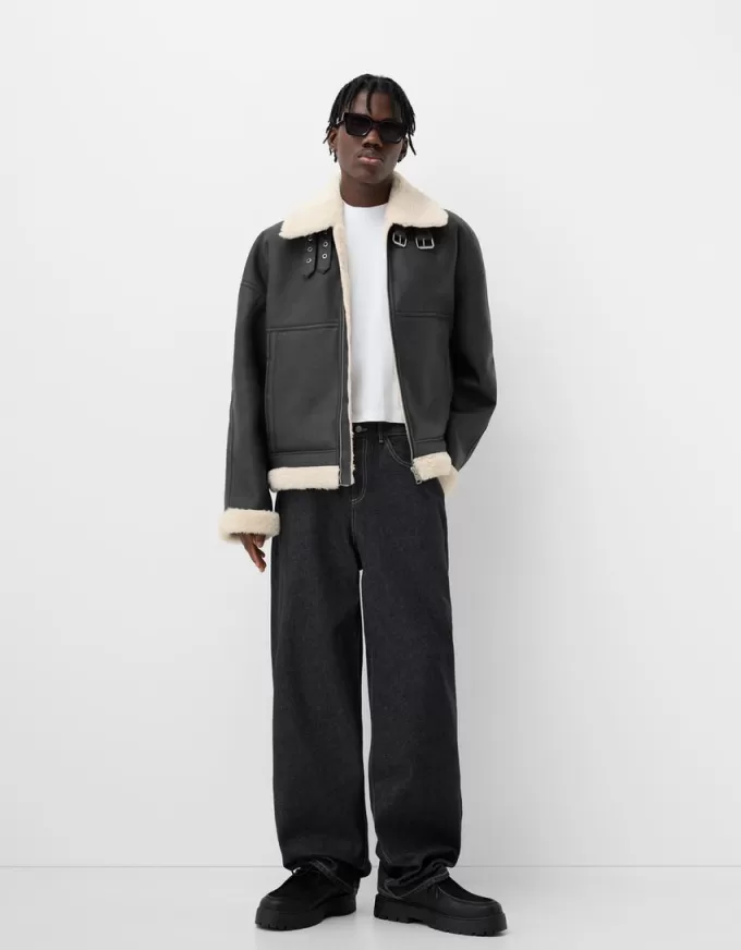 Leather effect boxy fit jacket Leather effect boxy fit jacket