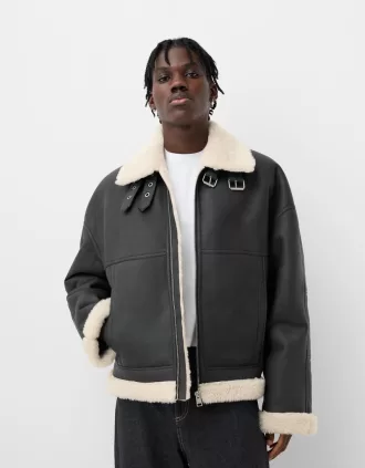 Leather effect boxy fit jacket