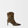 Leopard print LEATHER ankle boots