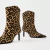 Leopard print LEATHER ankle boots