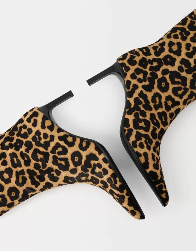 Leopard print LEATHER ankle boots