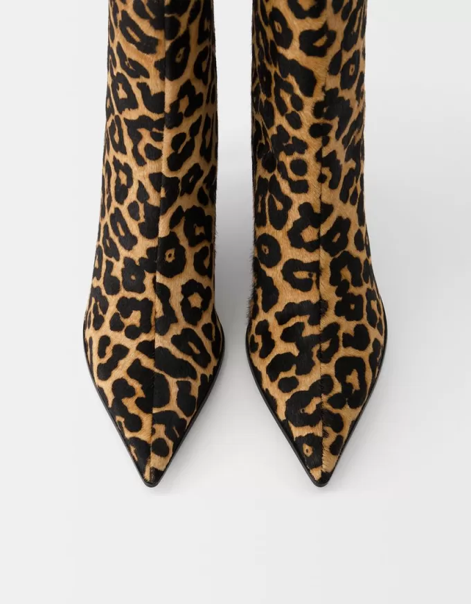 Leopard print LEATHER ankle boots
