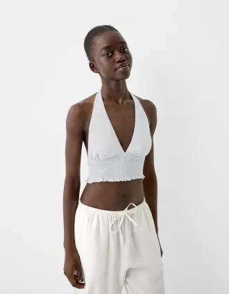 Linen blend crop top